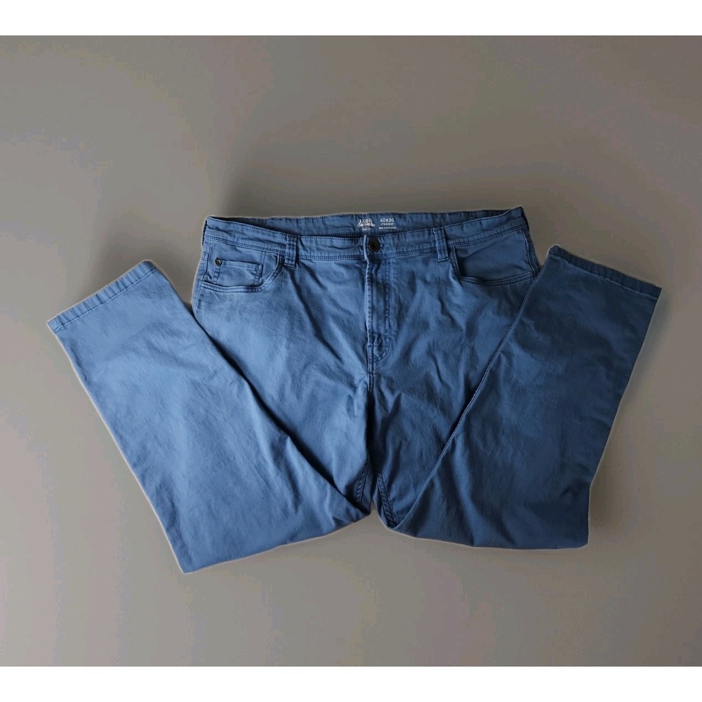 IZOD Saltwater Stretch Chino Pants Mens 40x29 Federal Blue Straight Comfort Easy